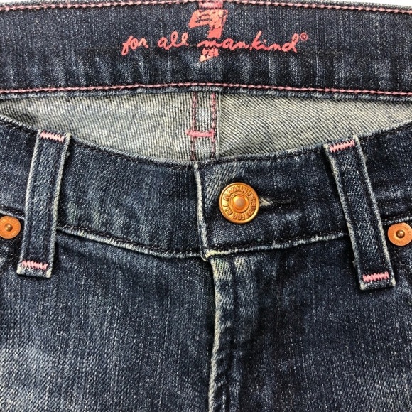 7 For All Mankind Sz 27 Pink Thread Bootcut Jeans - Picture 3 of 5